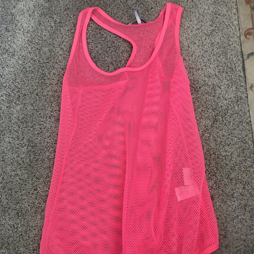 Neon pink mesh tank
